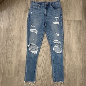 Abercrombie Curve Love High Rise Super Skinny Jeans Distressed